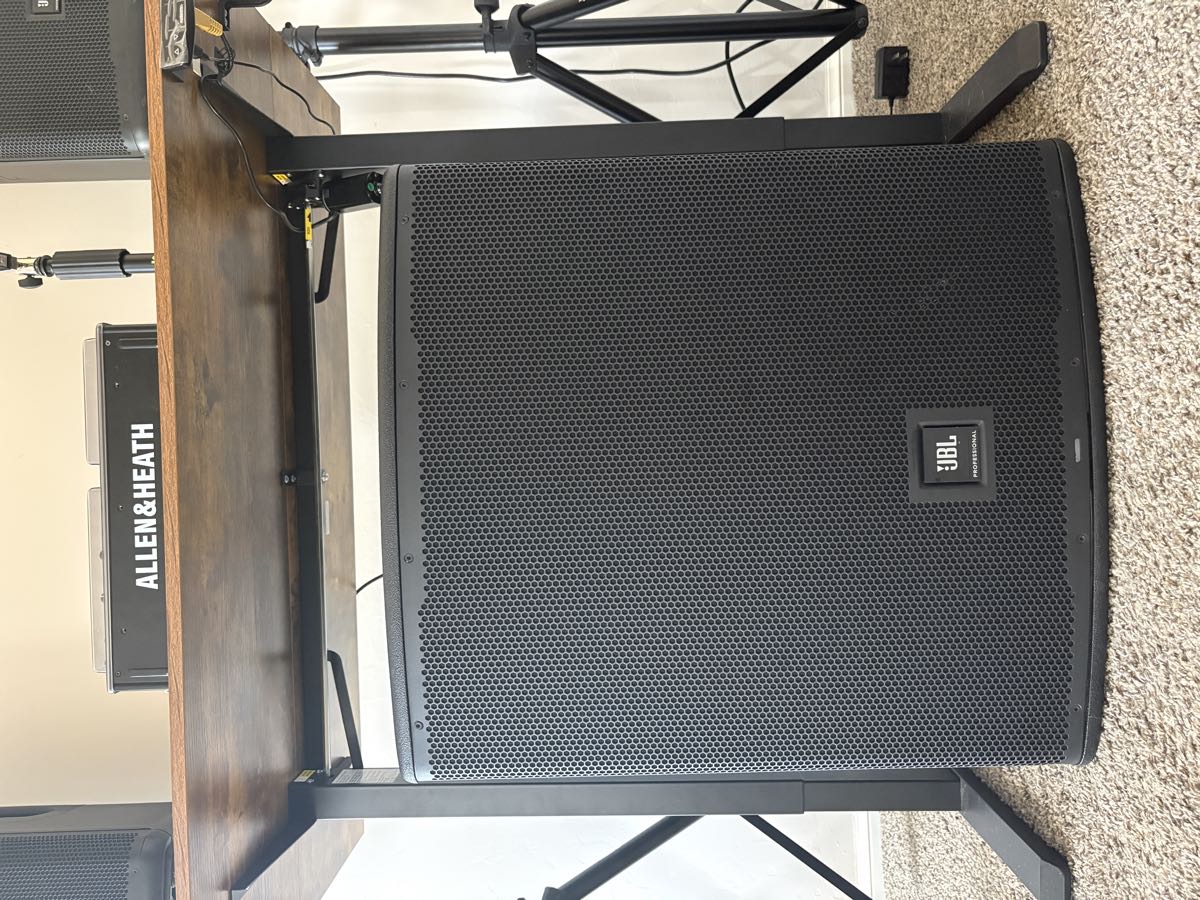 A JBL EON718S 18 inch subwoofer.